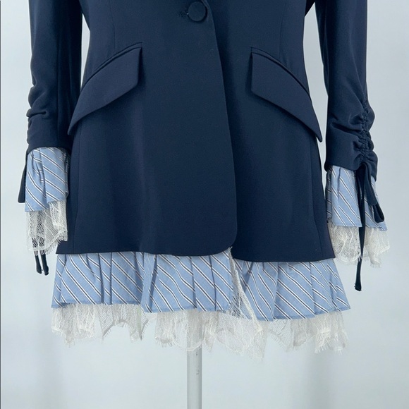 Cinq A Sept Women’s Roxie Contrast Trim Blazer In Navy Blue Size 6 - Picture 8 of 16